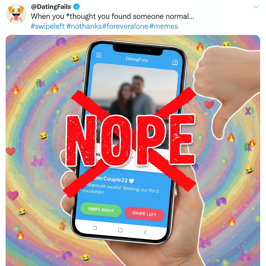 Matched with someone who only had pics with their ex. Swipe left faster than light speed.