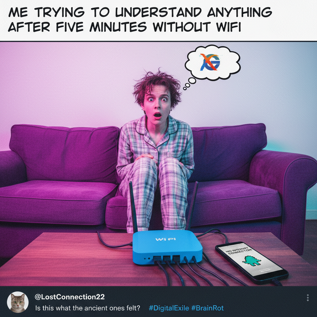 Wifi goes out. My brain: 'Guess I'll just... stare at the wall now?'