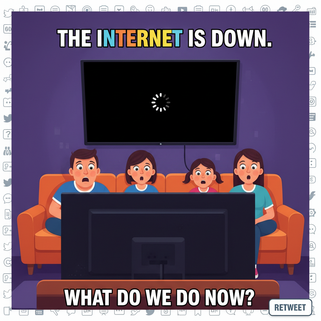 The WiFi went down. My family is now communicating via interpretive dance and ancient grunts. We're devolving.