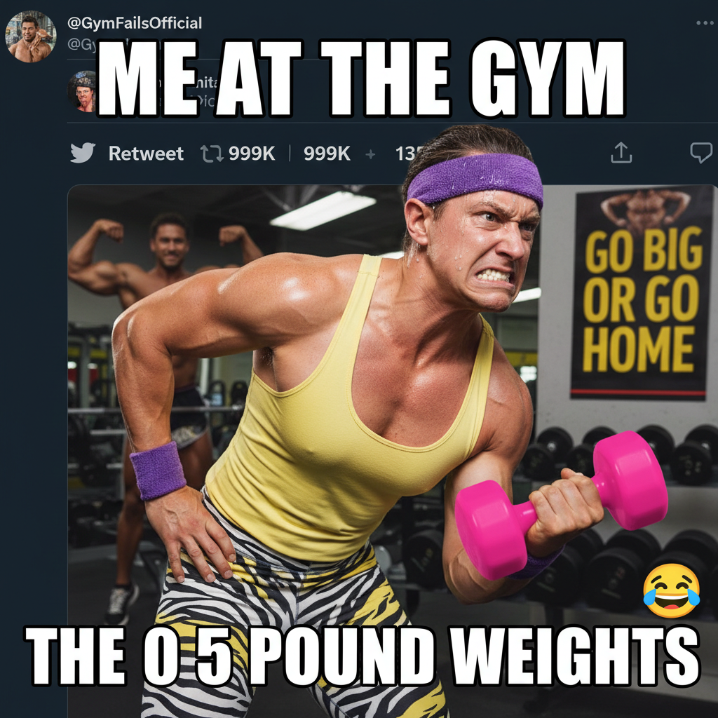 Me at the gym: *lifts 5lb dumbbell* My inner monologue: 'Is this enough for a protein shake and a nap?'