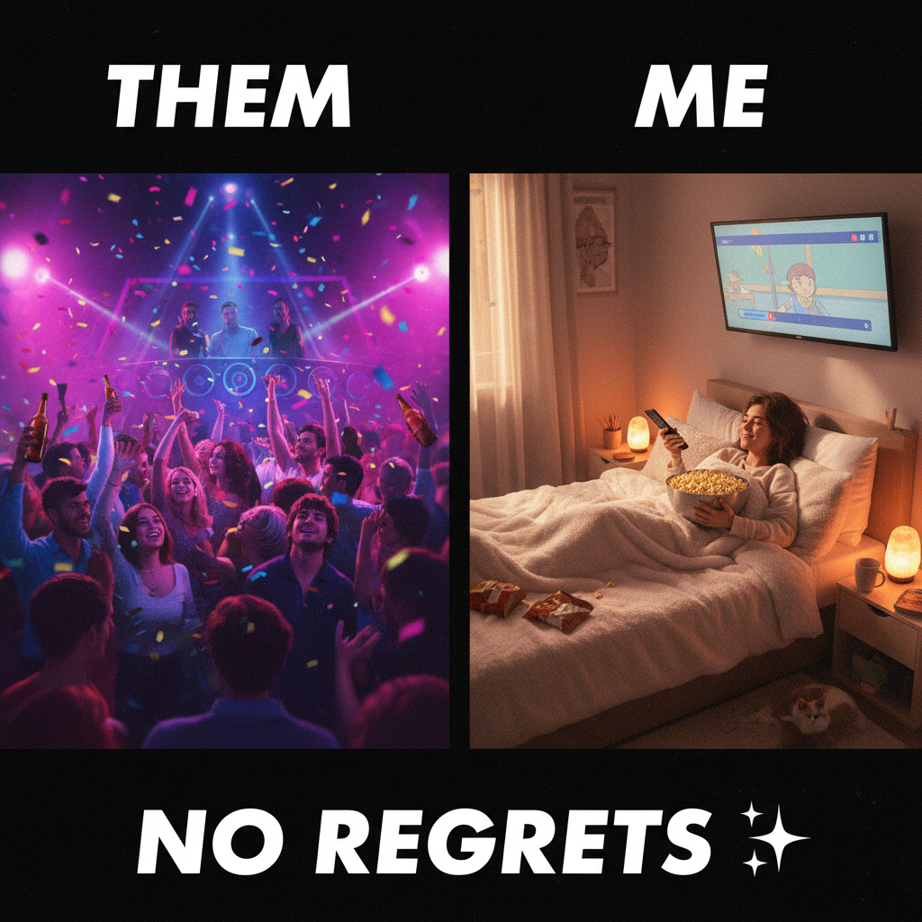 Friday night plans: Clubbing. Friday night reality: In bed by 9 PM with snacks.