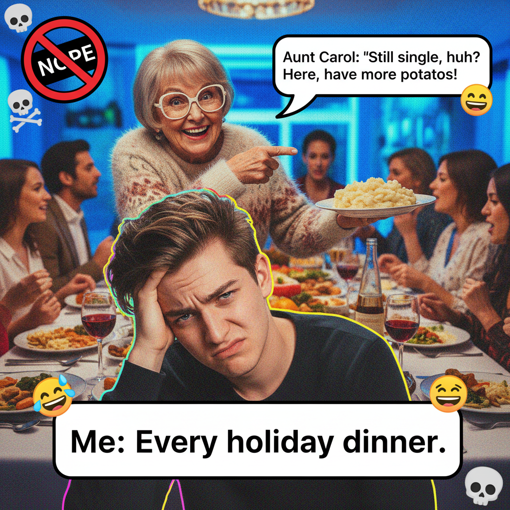 My aunt just asked if I'm 'still single' for the 5th time. It's only appetizers. #FamilyDinner