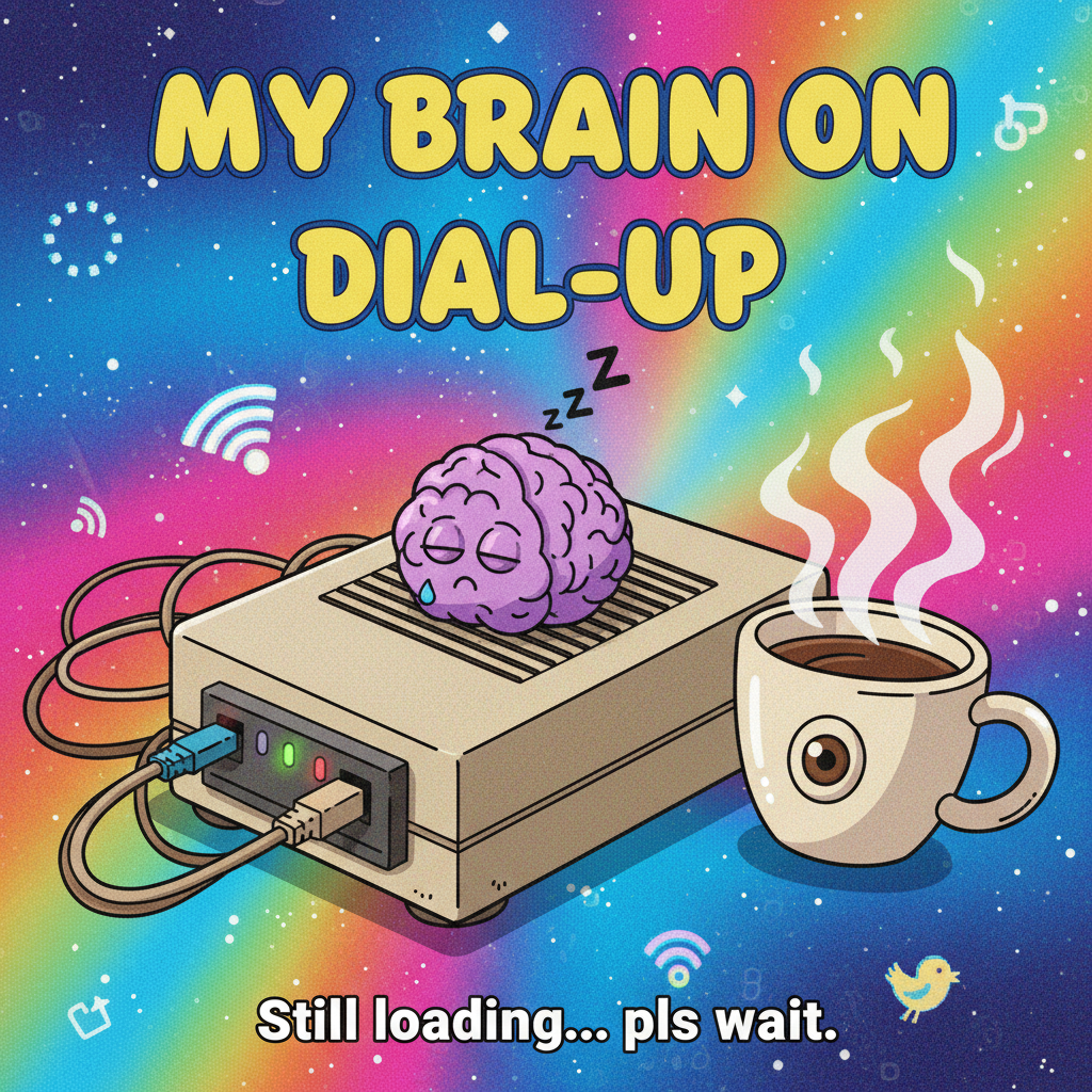 My brain on Monday mornings is just a dial-up modem trying to connect. Send coffee.