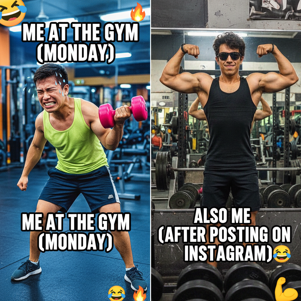 Me at the gym vs. me seeing someone else at the gym. The duality of man.