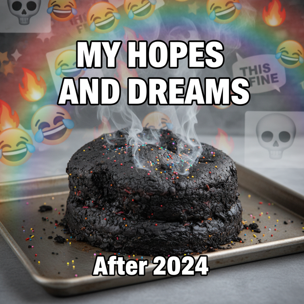 Attempted to bake a cake. It now looks like a burnt offering to the kitchen gods. #CookingFail