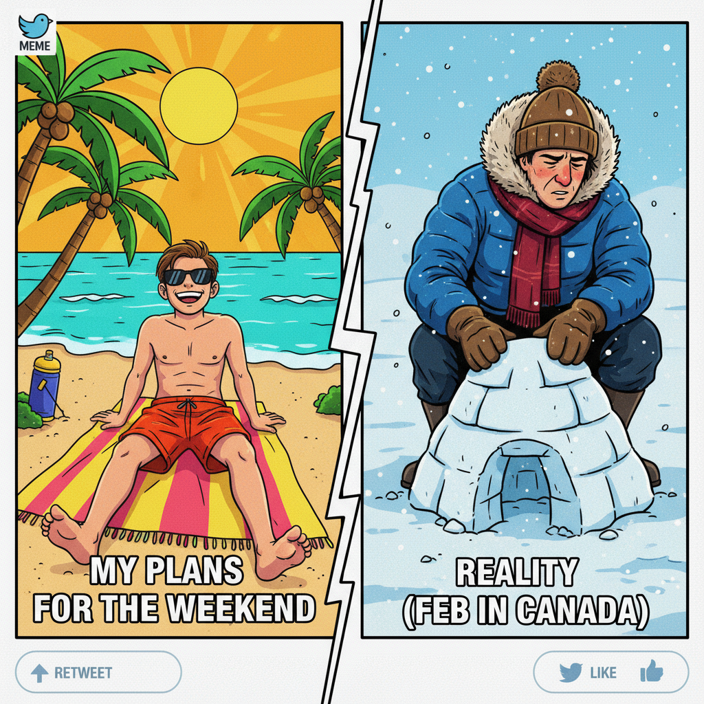 It's 70 degrees and sunny here. Meanwhile, my friend in Canada is building an igloo. #WeatherReport