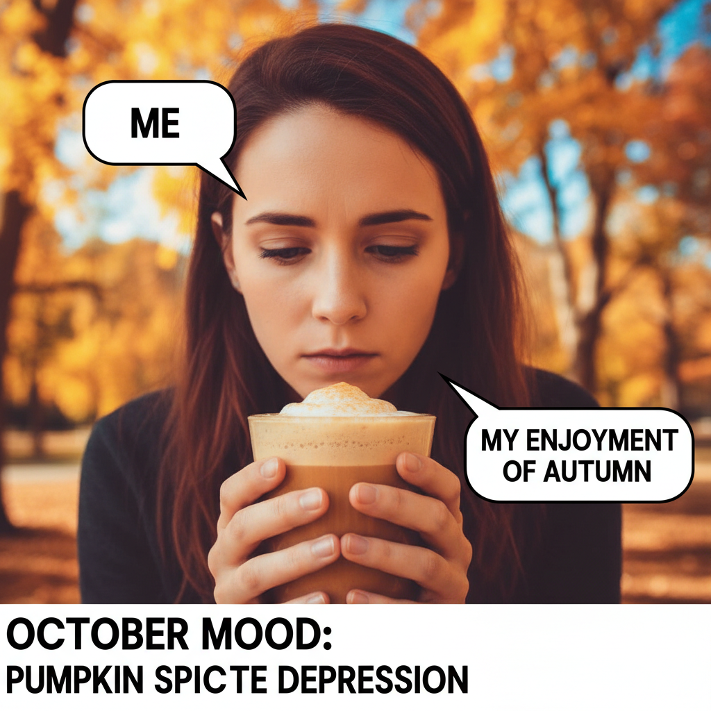 Seasonal depression hitting like a truck, but I still gotta pretend I love pumpkin spice.