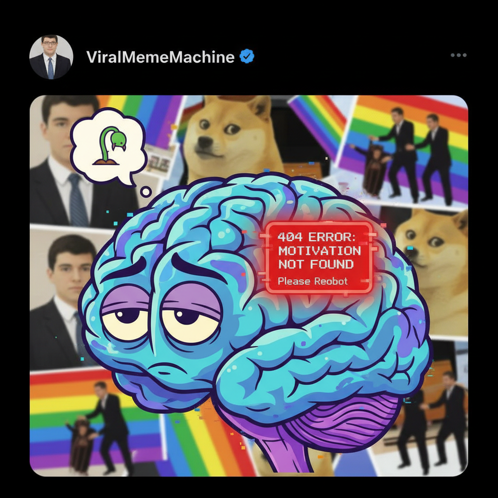 My brain on Monday morning: 'Error 404: Motivation Not Found.'