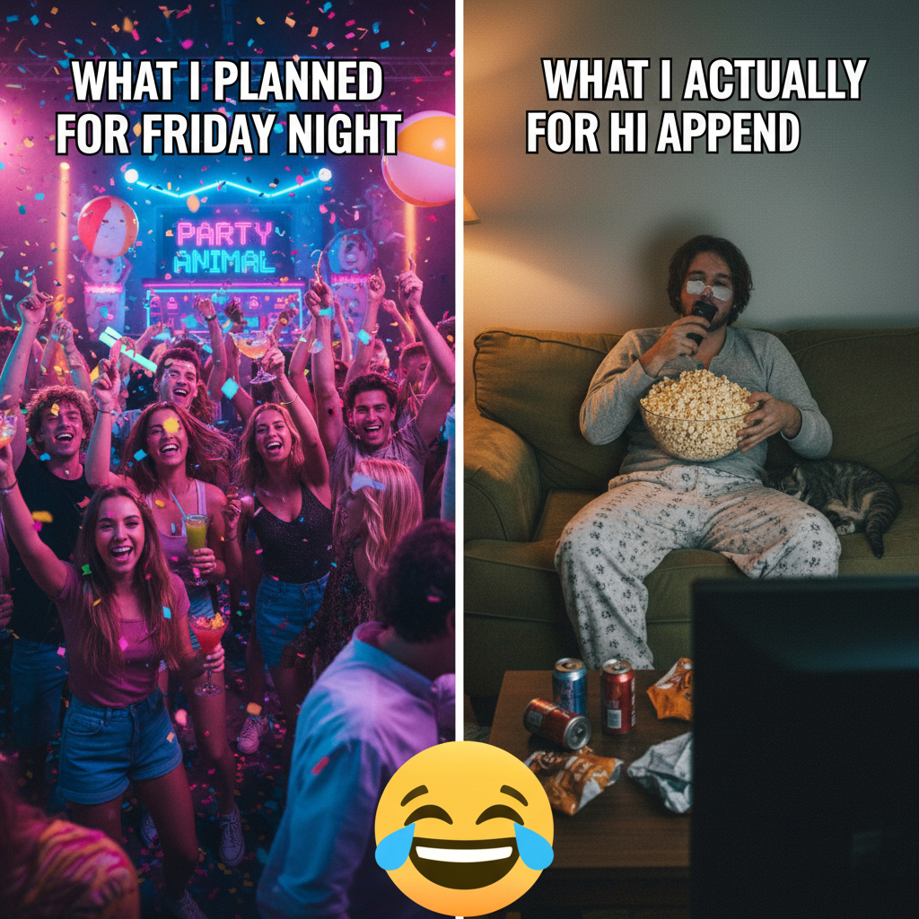 Friday night plans: wild party. Friday night reality: debating if I should put on real pants.