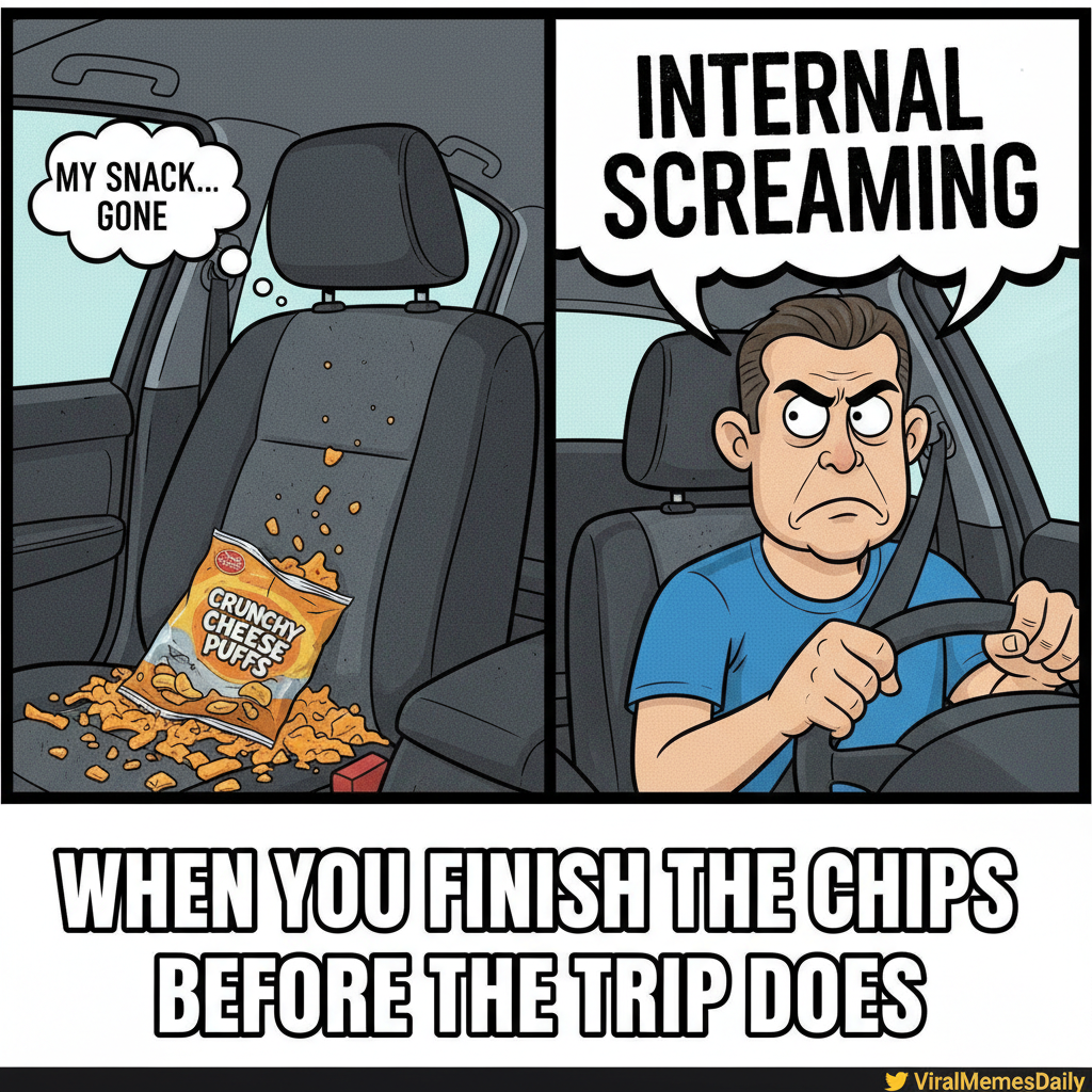 Road trip rule #1: never trust the passenger with the snacks. They WILL eat them all.