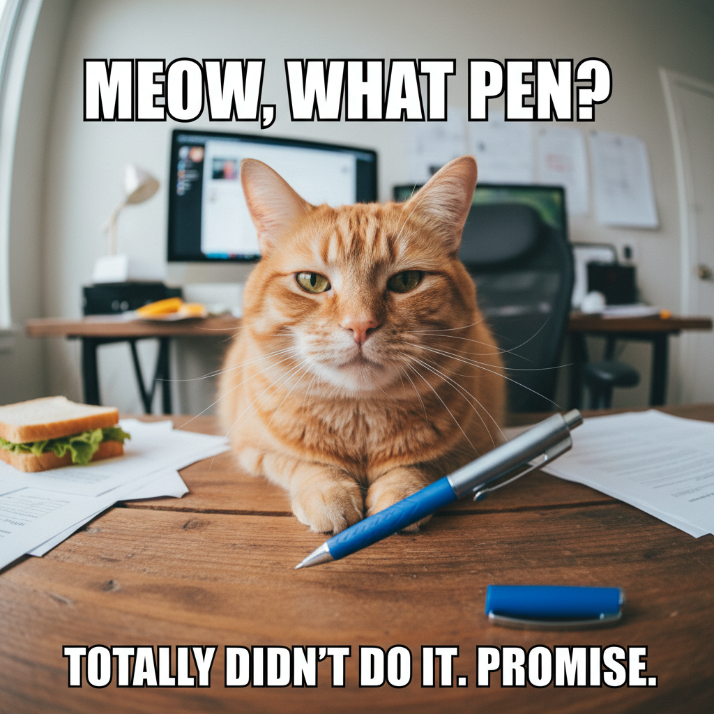 My pet just stared at me while slowly pushing my expensive pen off the table. Zero regrets.