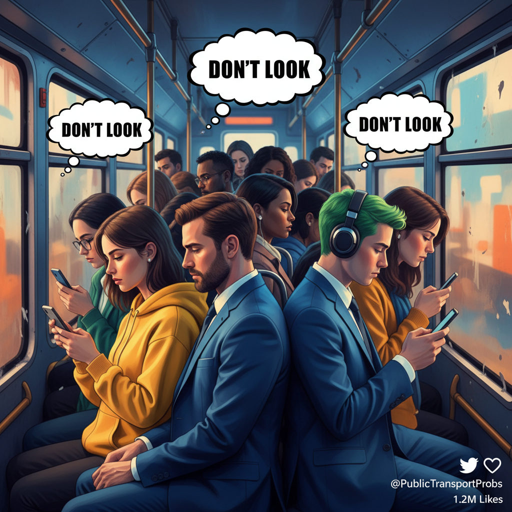 Public transport is just a social experiment on how long we can avoid eye contact.