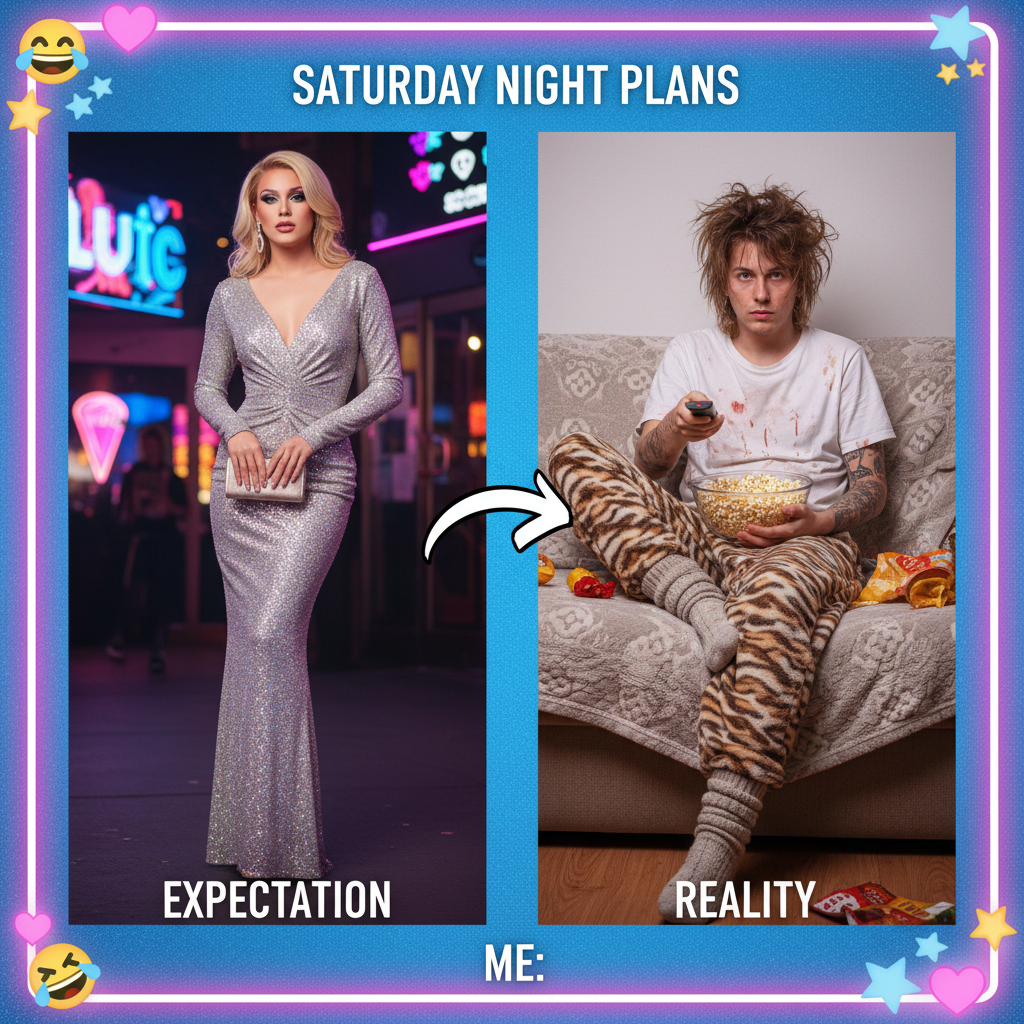 Friday night plans: clubbing. Friday night reality: rewatching sitcoms in pajamas.