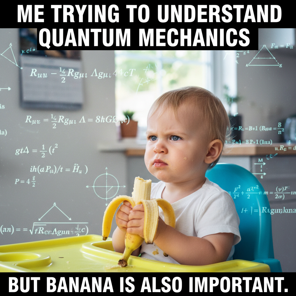 My toddler just explained quantum physics using a banana. Send help.