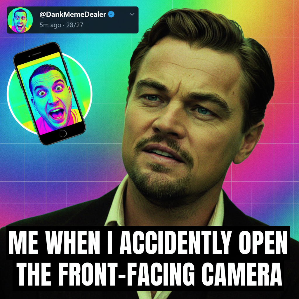 When you accidentally open the front camera. *Leo DiCaprio meme face*