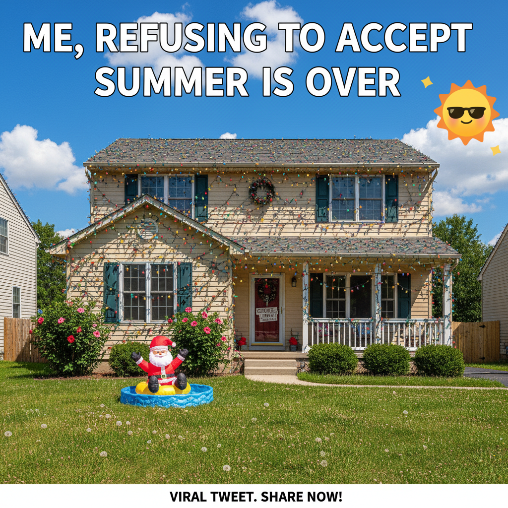 It's 70 degrees, but my neighbor still has their Christmas lights up. #weather