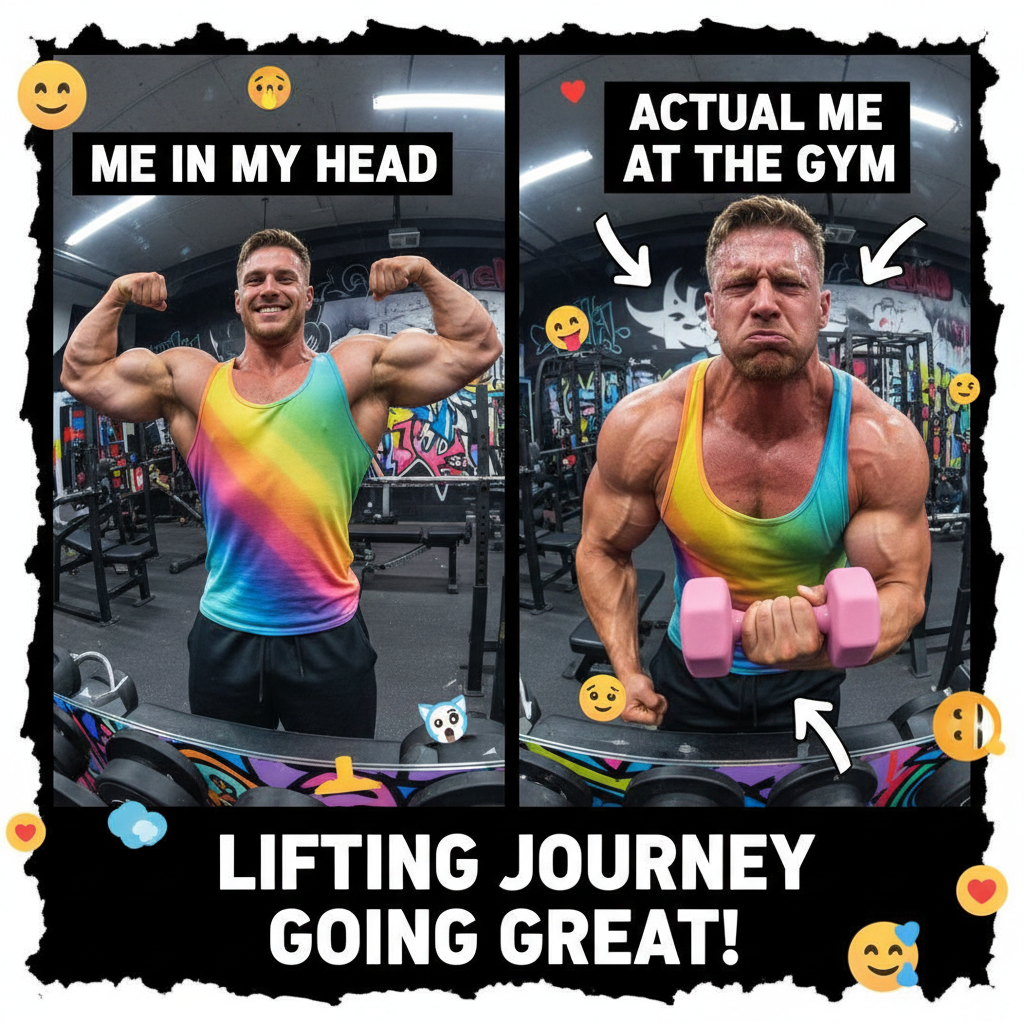 Me at the gym: 'I'm a fitness icon!' Also me: *struggles with 5lb dumbbell*