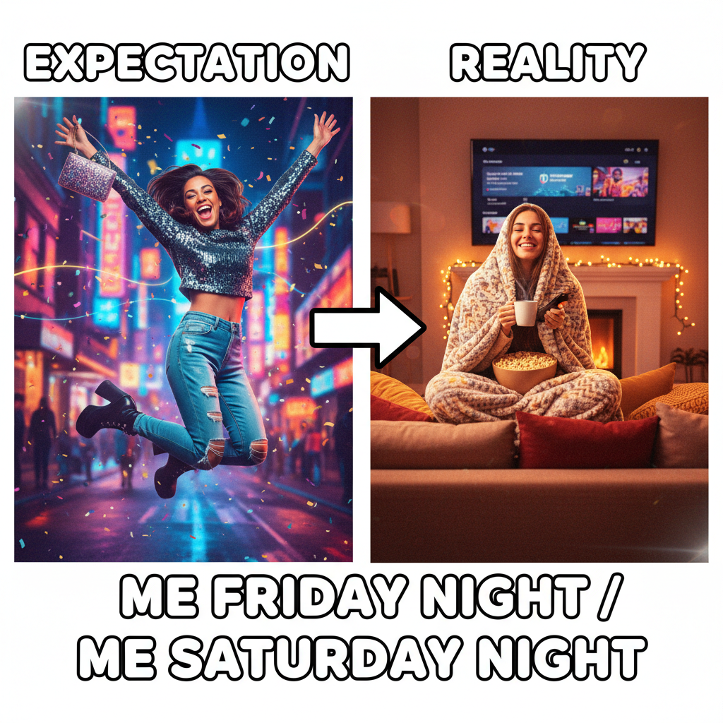 Extrovert: 'Let's go out!' Introvert: 'My couch has plans for me.'