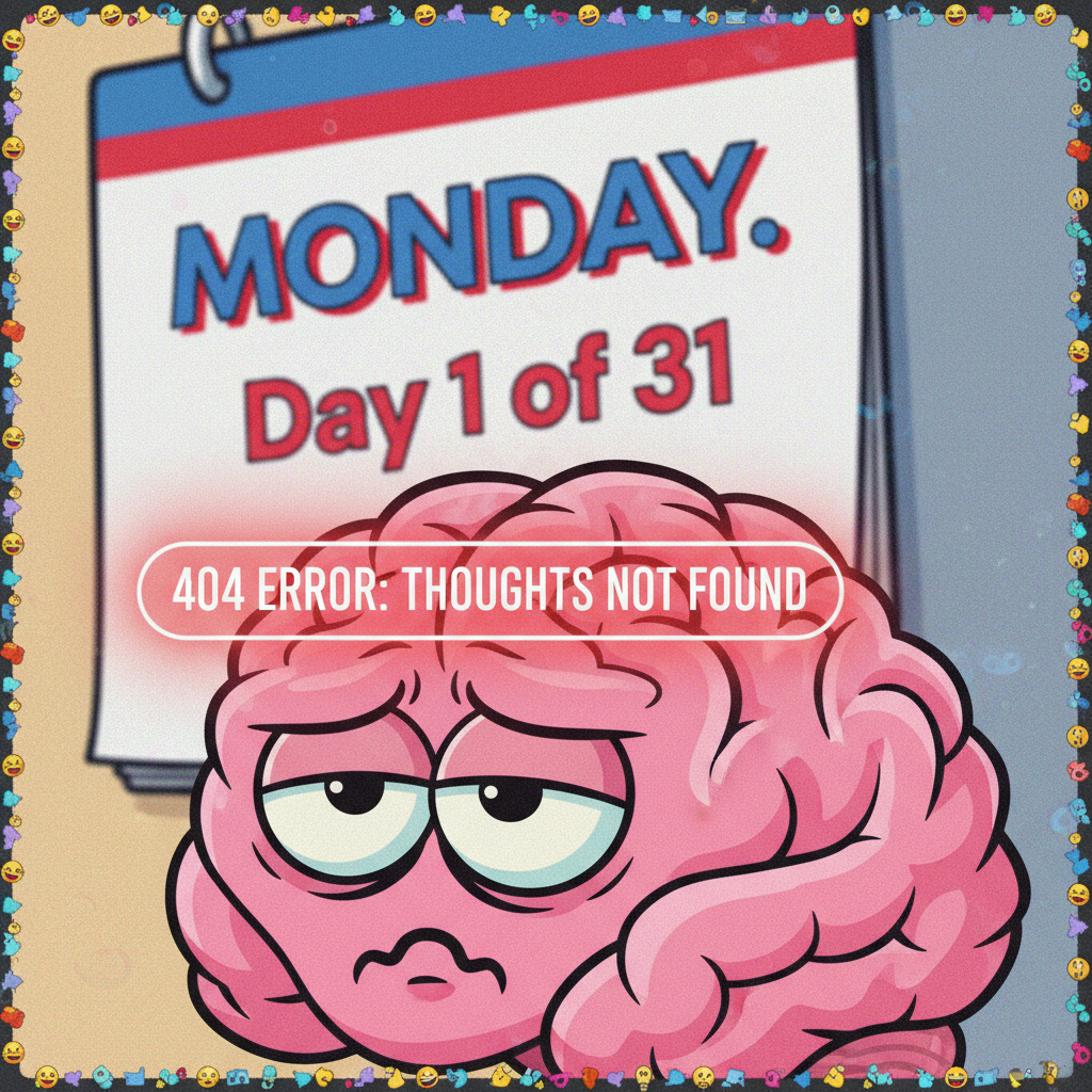 My brain on Monday morning: 'Error 404: Motivation Not Found.'