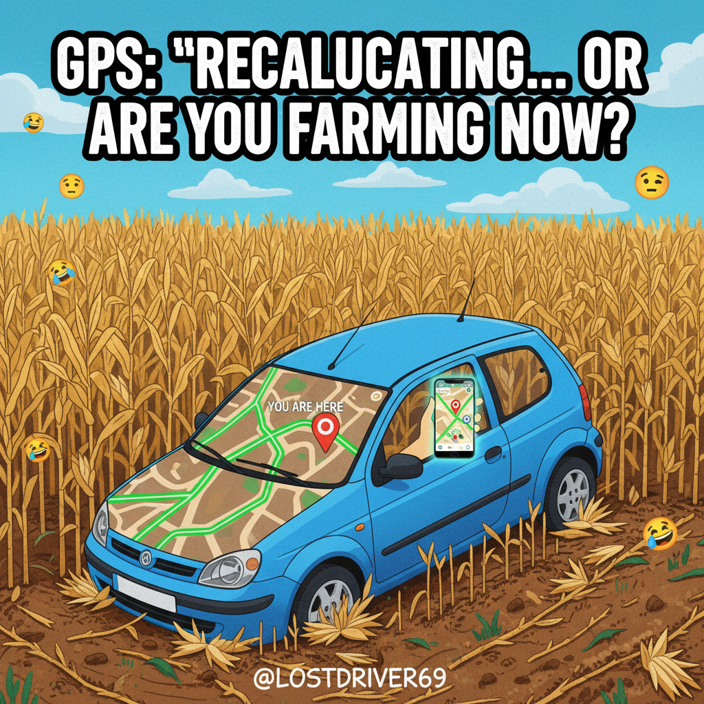 My GPS said 'turn left.' I turned left. Now I'm in a cornfield.