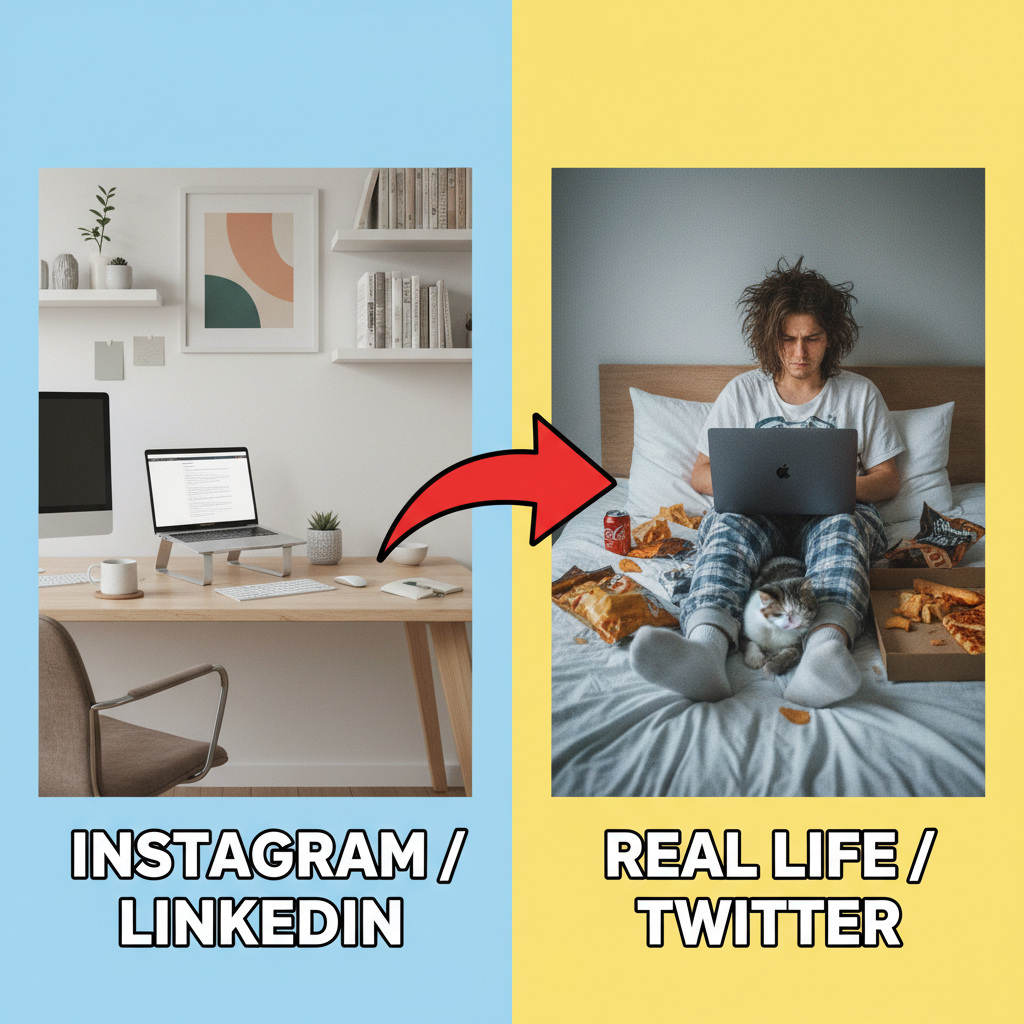 My 'professional' work from home setup vs. my actual work from home setup.