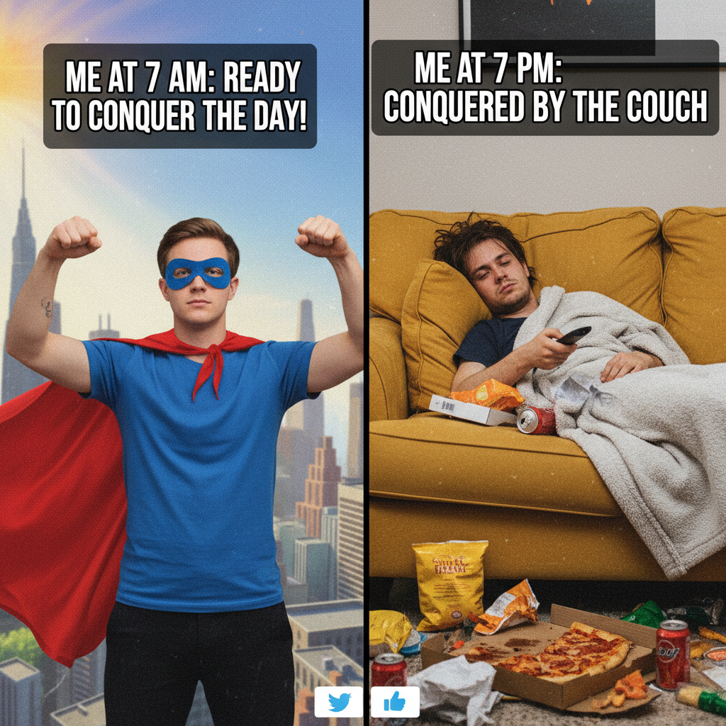 My Friday night plans: World domination. My Friday night reality: Domination by my couch.