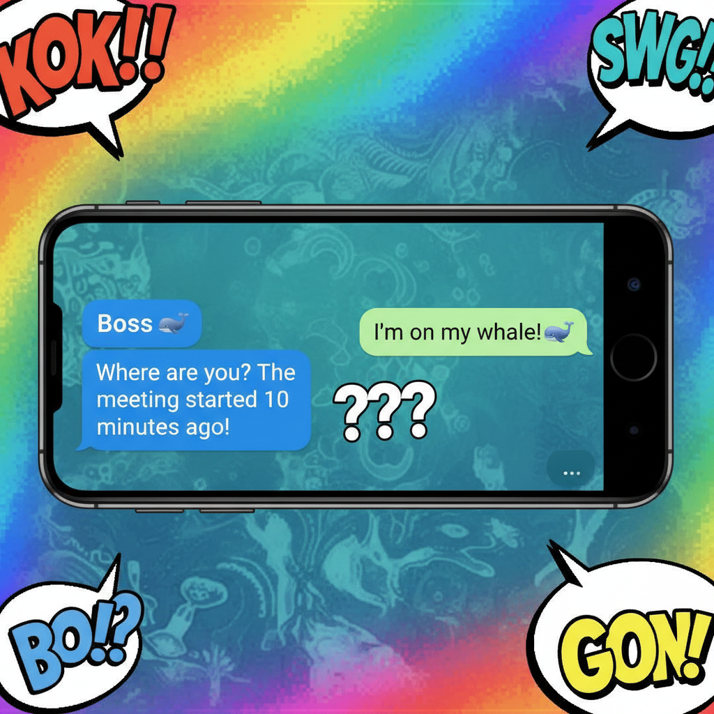 Autocorrect changed 'I'm on my way!' to 'I'm on my whale!' My boss is confused.