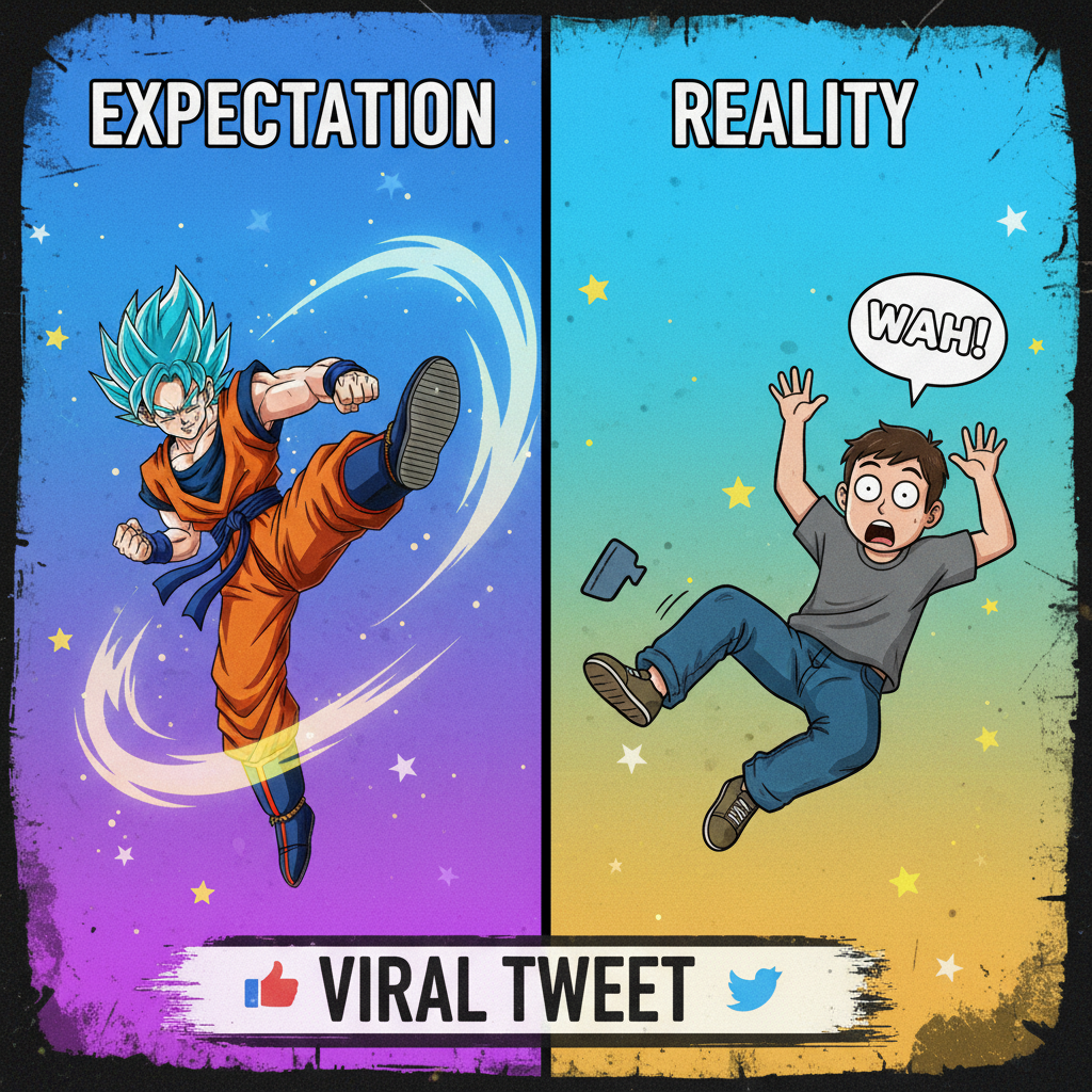 Me watching anime: Epic battle! Me in real life: Trips over air, blames the wind.