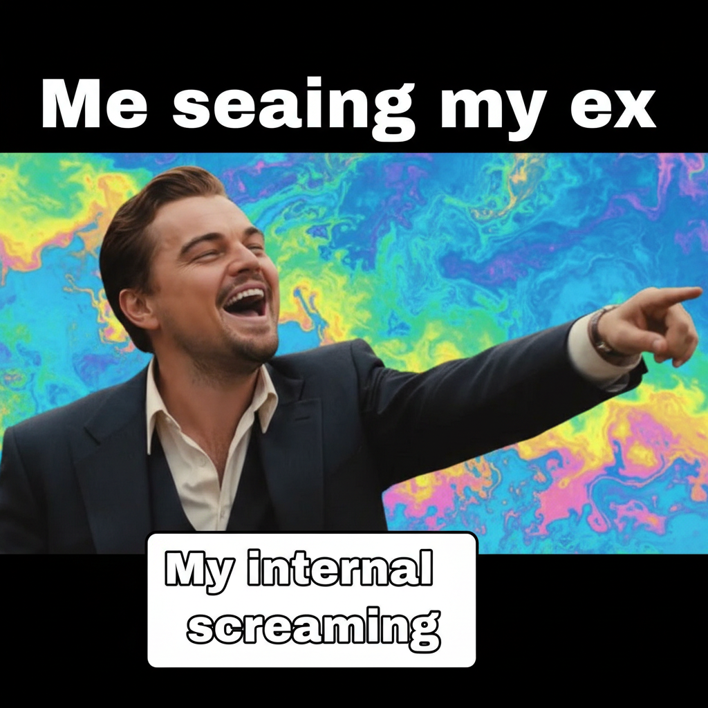 Me trying to act normal after seeing my ex vs. the internal screaming. (feat. DiCaprio meme)