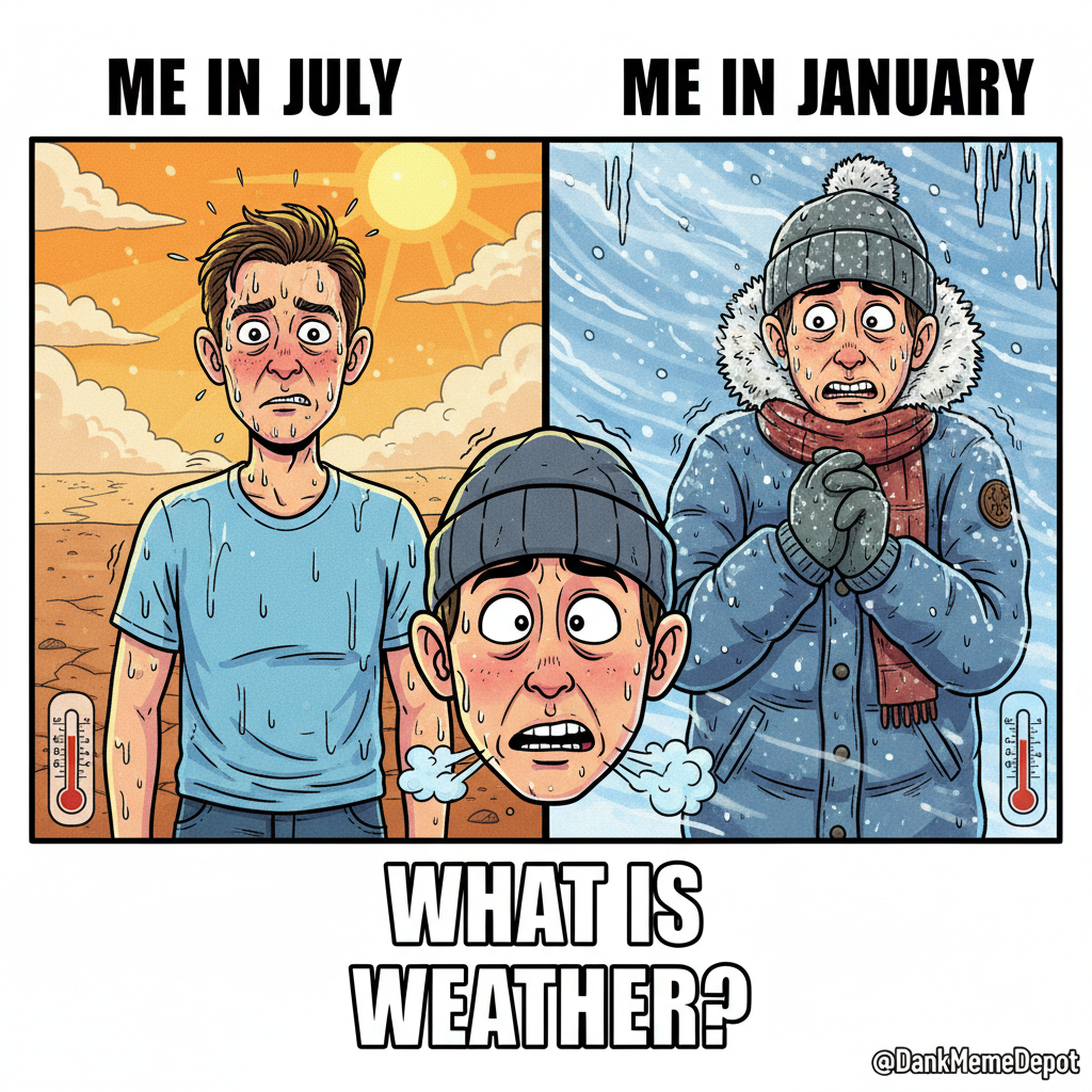 It's either 100 degrees or snowing sideways. There is no in-between.