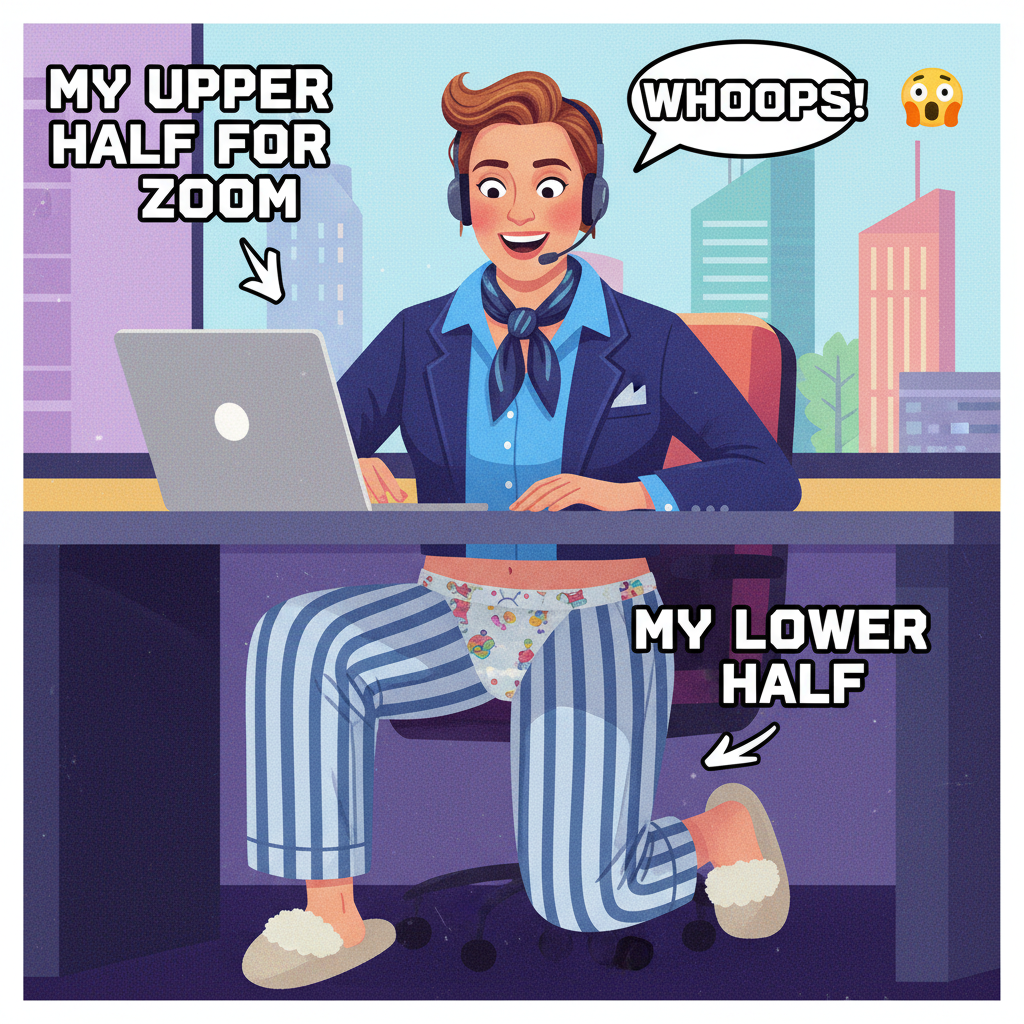 My boss just asked if I was wearing pants on Zoom. The answer is... complicated. 💀