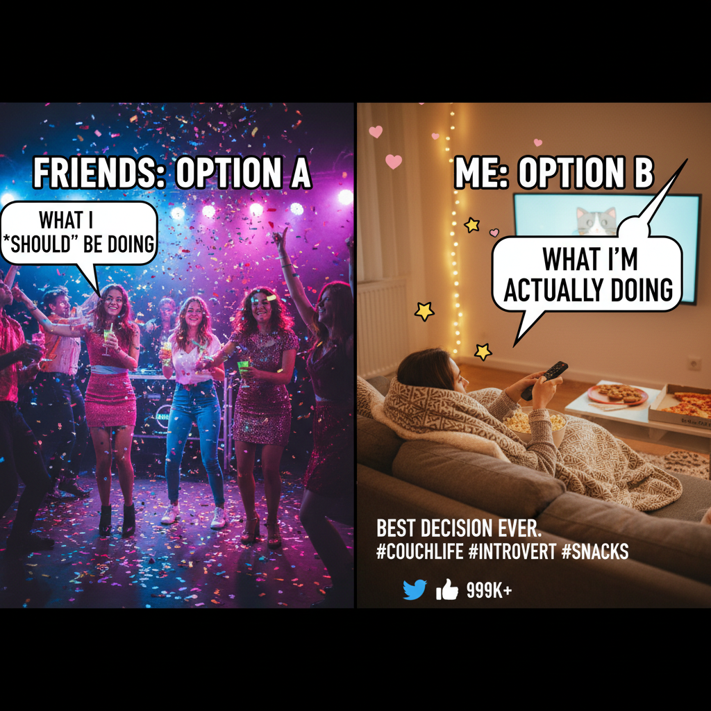 Friday night plans: wild party. Friday night reality: wild Netflix binge. Zero regrets. 🛋️