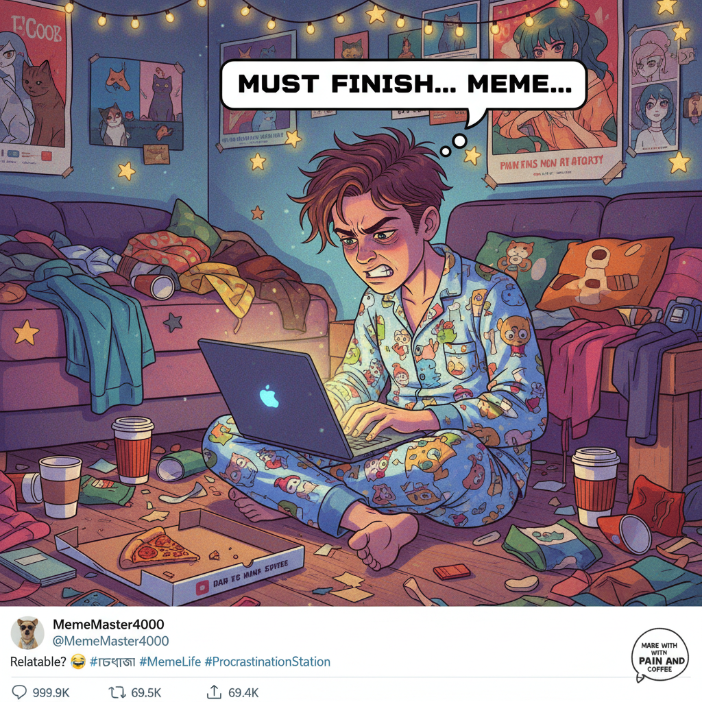 My 'work from home' uniform is 90% pajamas, 10% existential dread.