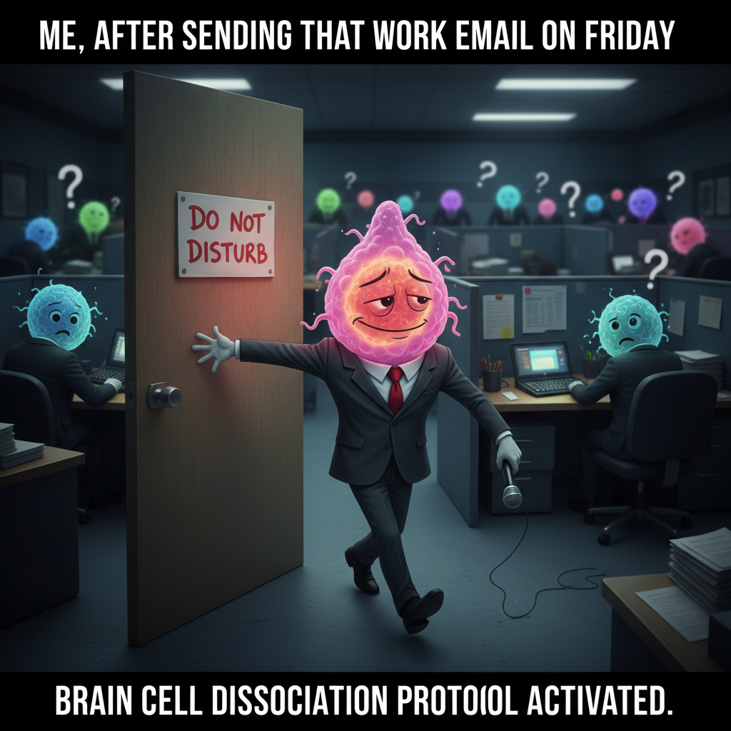 My brain cells logging off at 4:59 PM on a Friday