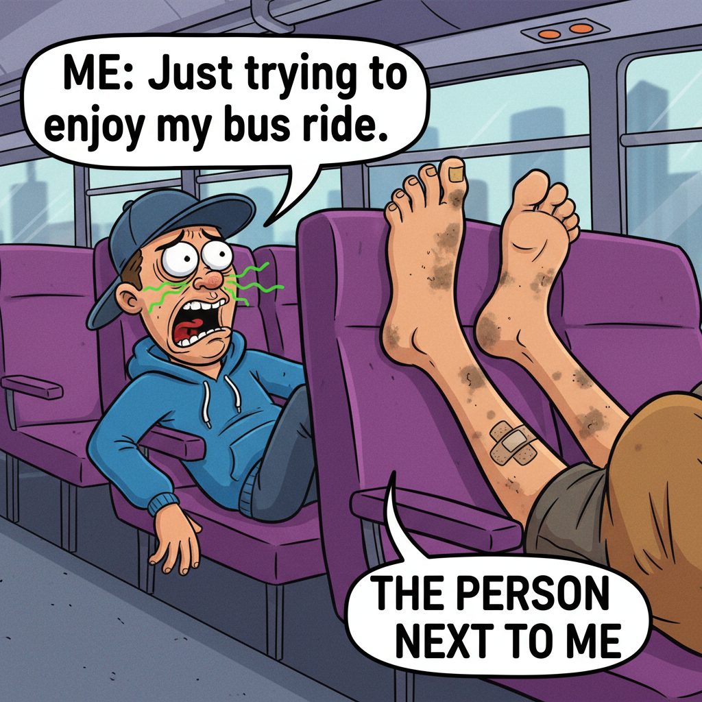 Just saw a guy clip his toenails on the bus. My stop can't come fast enough. #PublicTransport