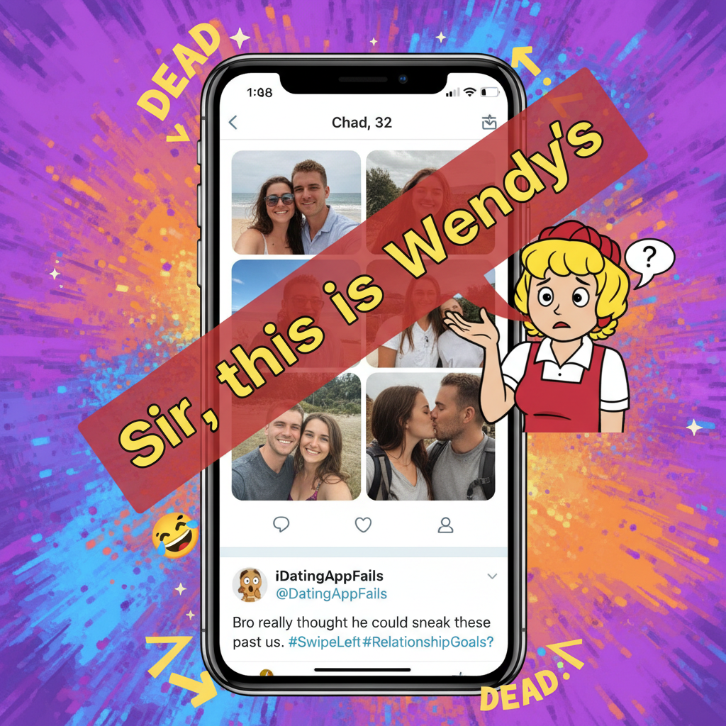 Matched with someone who only had pics with their ex. Sir, this is a Wendy's.