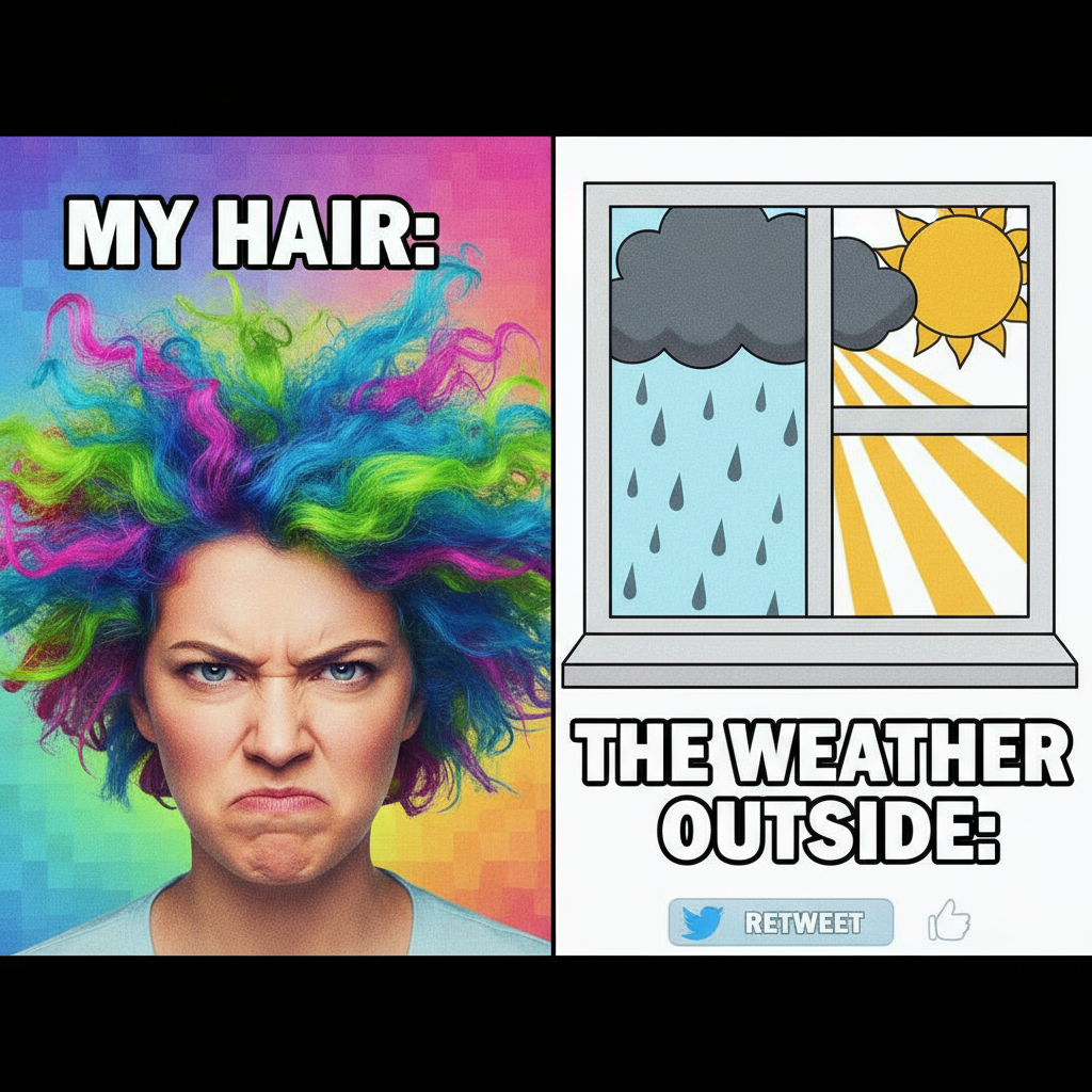 It's 90 degrees but also raining. My hair is now a science experiment.