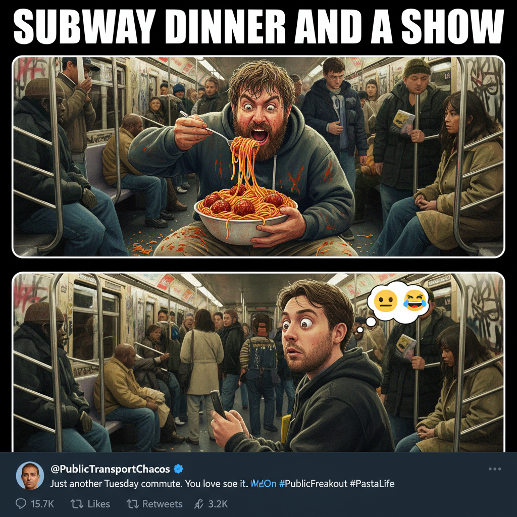 That moment you make eye contact with someone eating a full meal on the train.