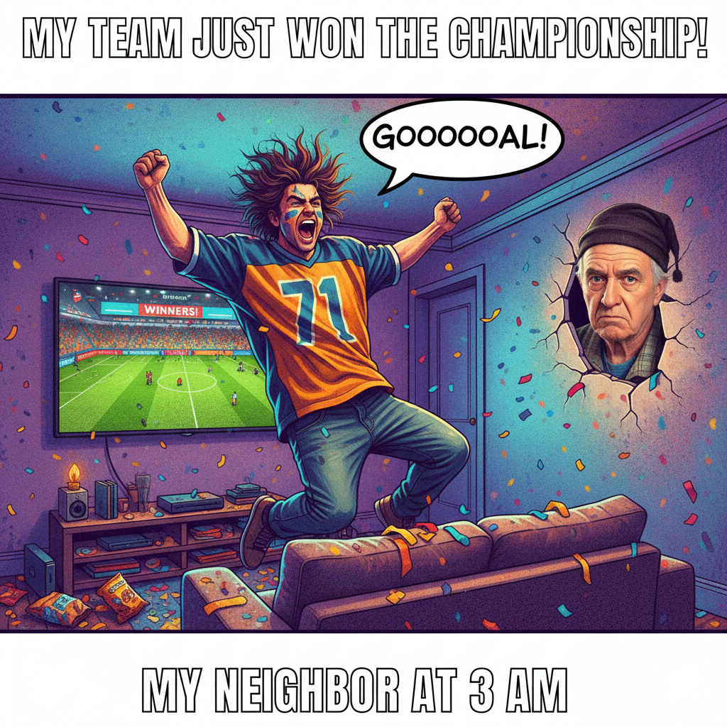 My team scored. My neighbor heard me. I regret nothing.