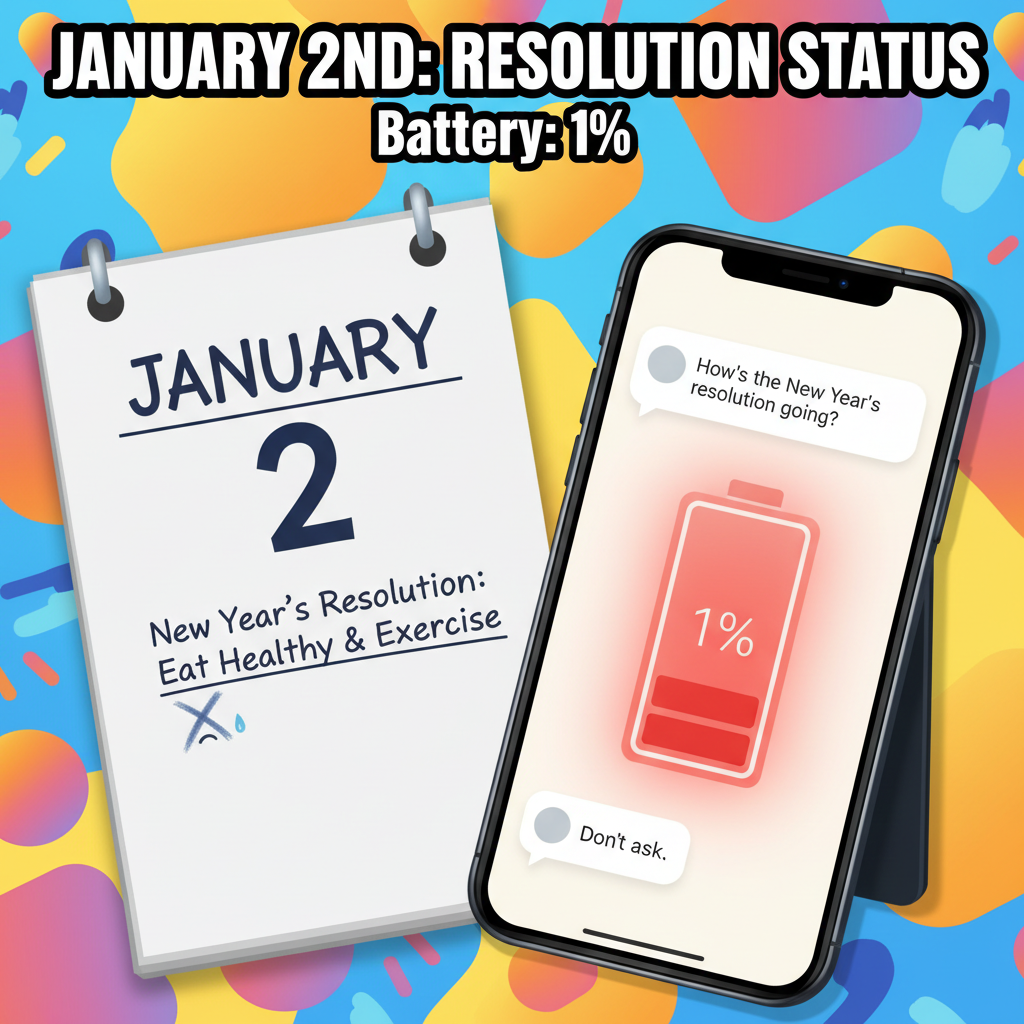 My New Year's resolution lasted longer than my phone battery today.