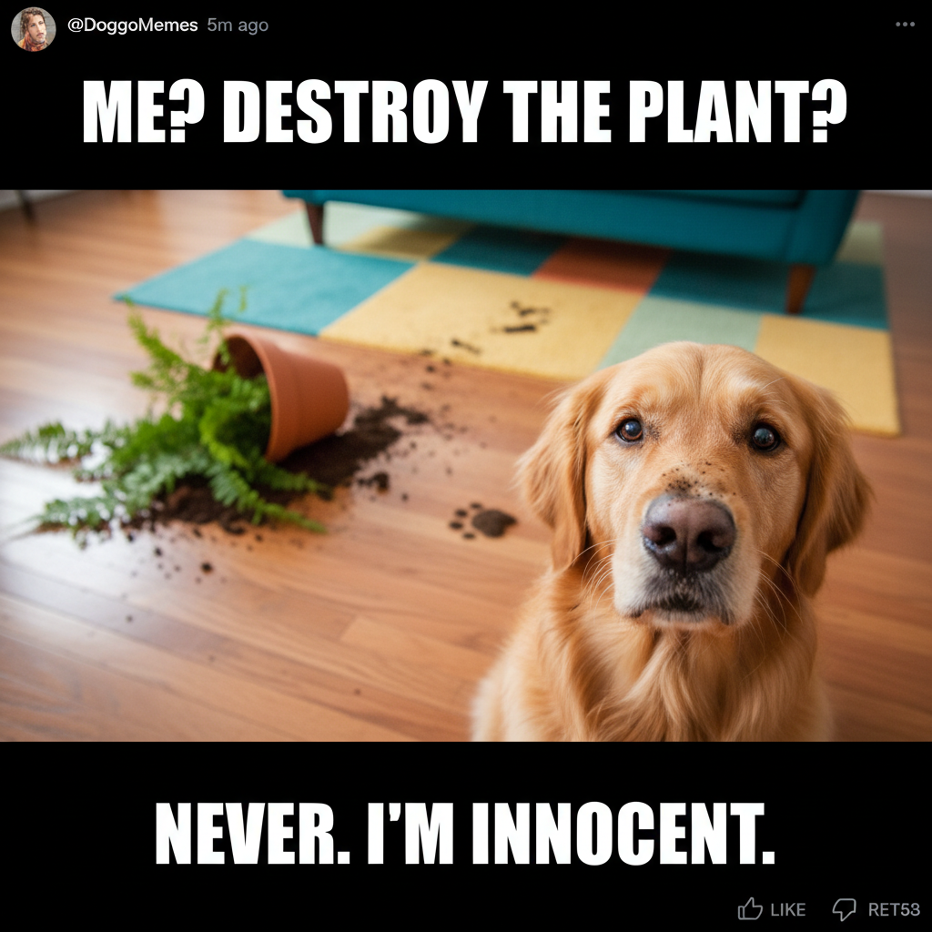 My pet just stared at me while knocking over a plant. Zero regrets. Absolute menace. I love them.