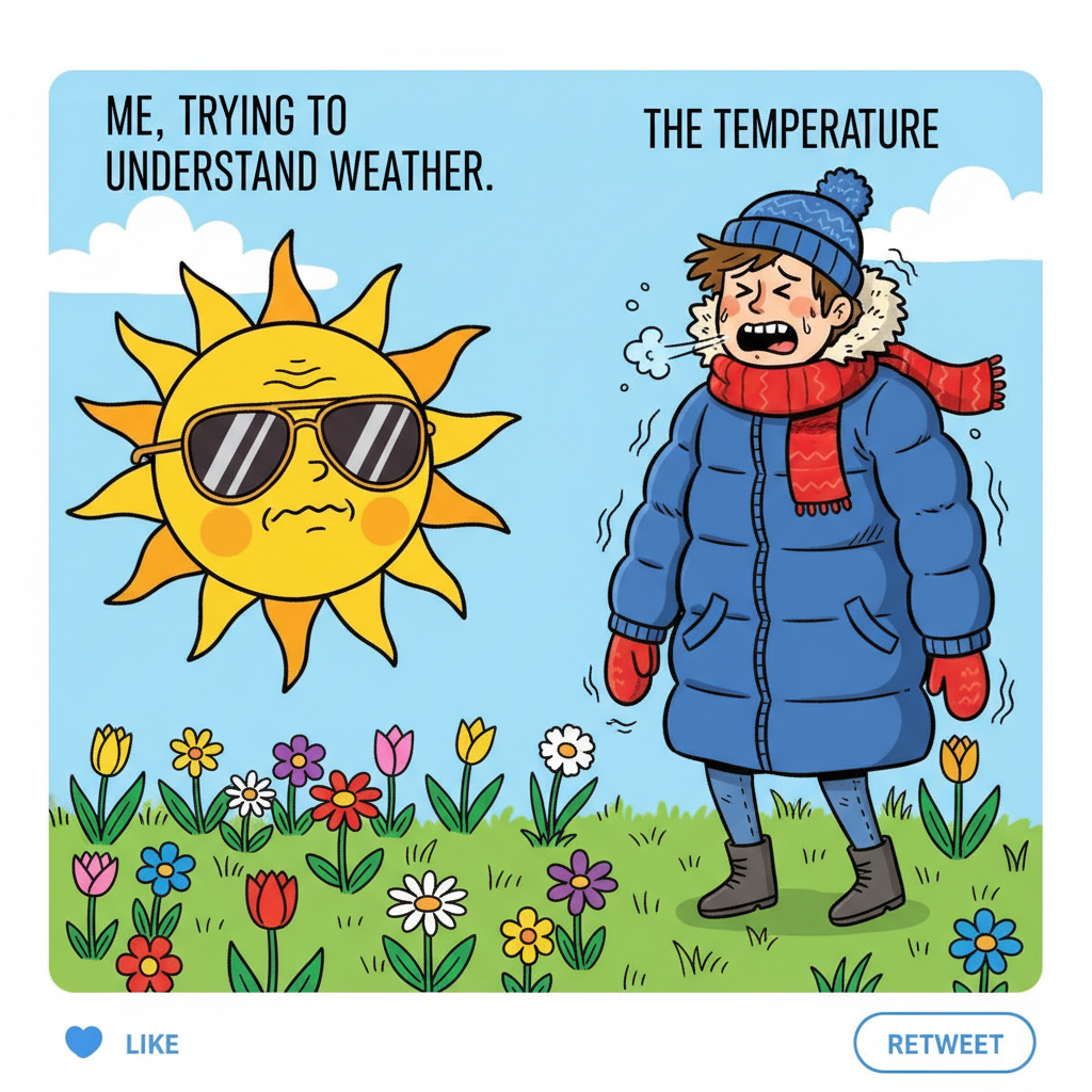 It's 75°F and sunny, but someone in my city is still complaining it's too cold. Peak local.