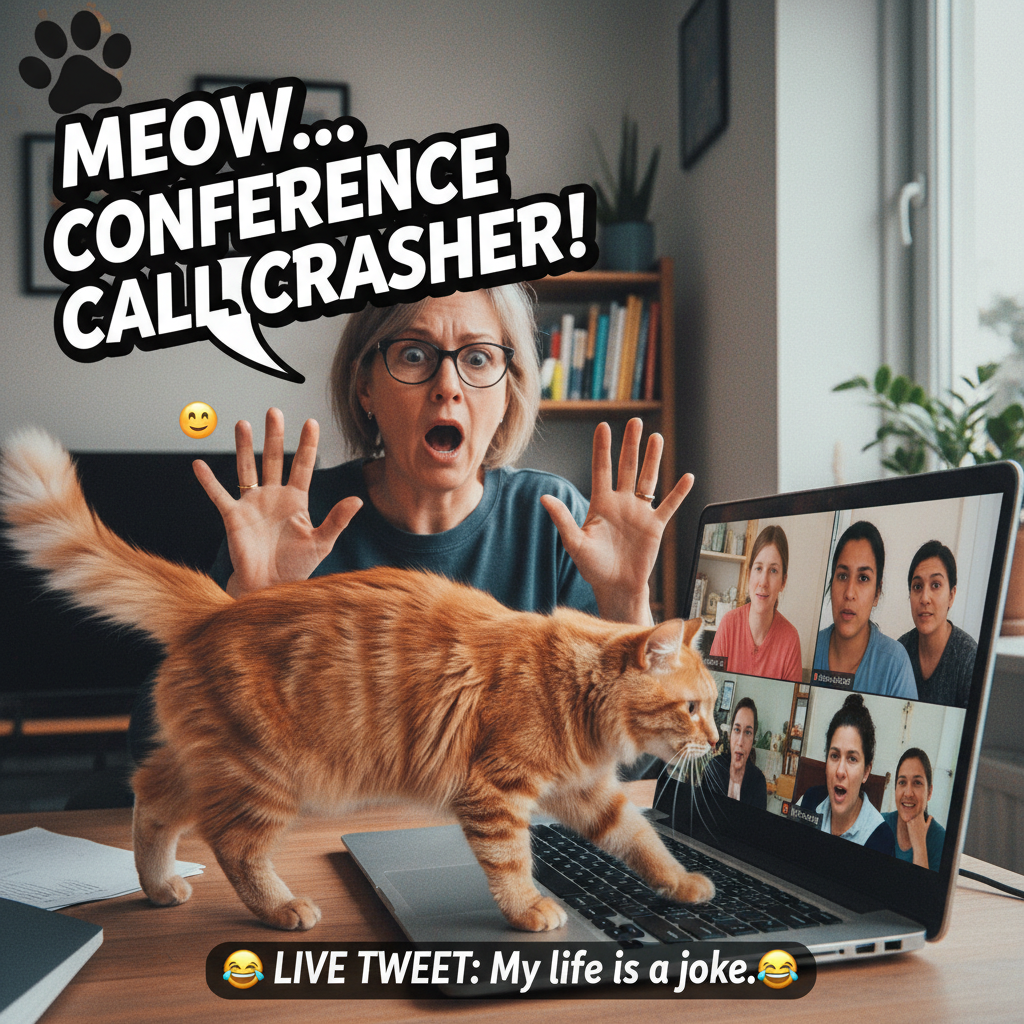 My cat just walked across my keyboard mid-Zoom. My boss now thinks I'm fluent in 'meow-nese'.