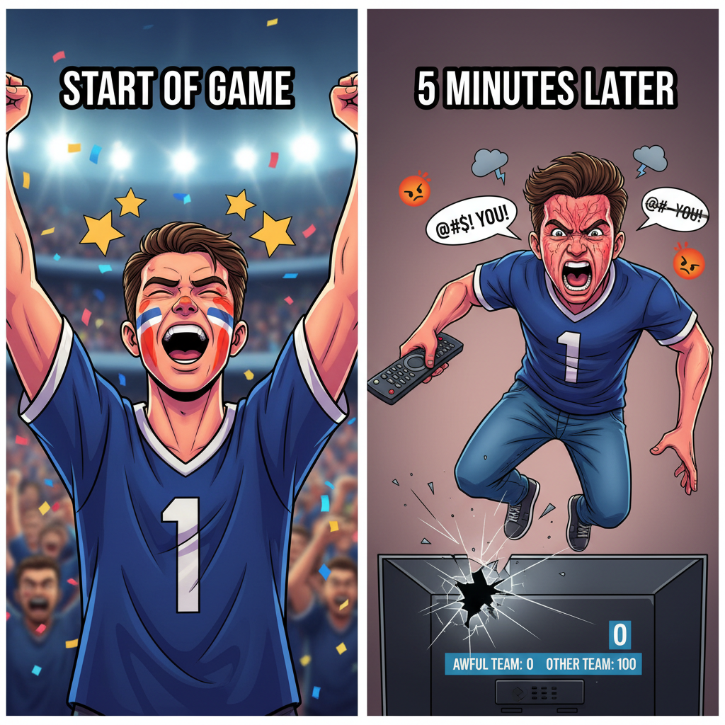 My team won: GREATEST OF ALL TIME! My team lost: RIGGED! FIRE EVERYONE!