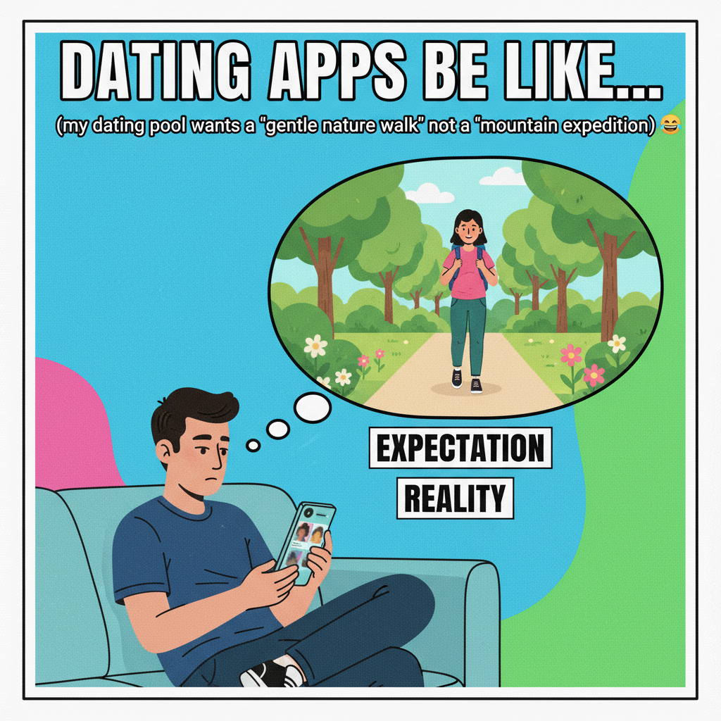 Dating apps: where 'adventure seeker' means 'likes to hike once a year.'