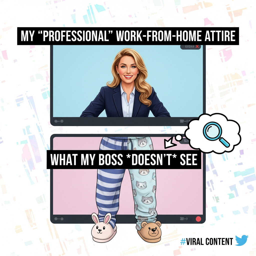 My WFH uniform: Business on top, pajama bottoms, and existential dread.