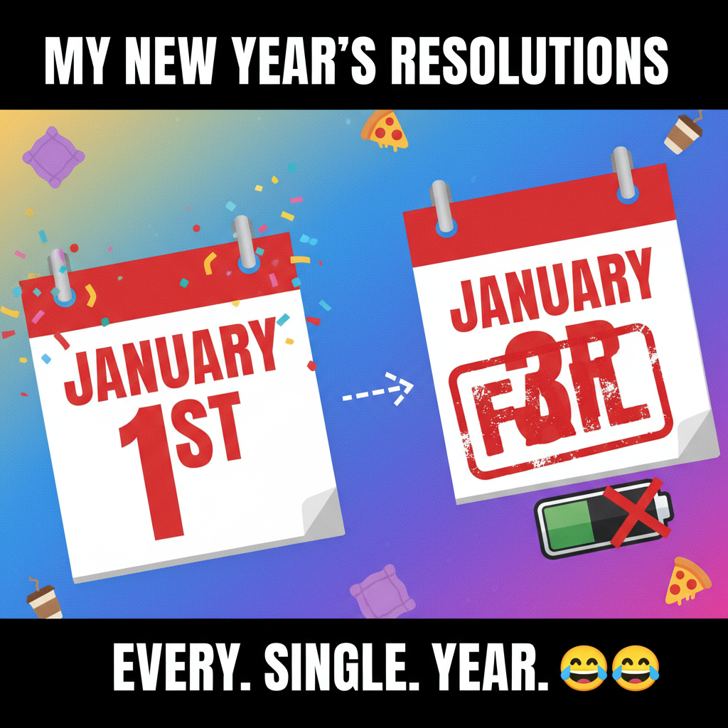 My New Year's resolution lasted longer than my phone battery on a road trip.