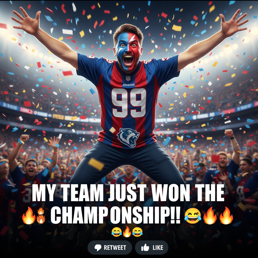 My team won. I'm already planning the parade route and getting a commemorative tattoo. #SportsFan