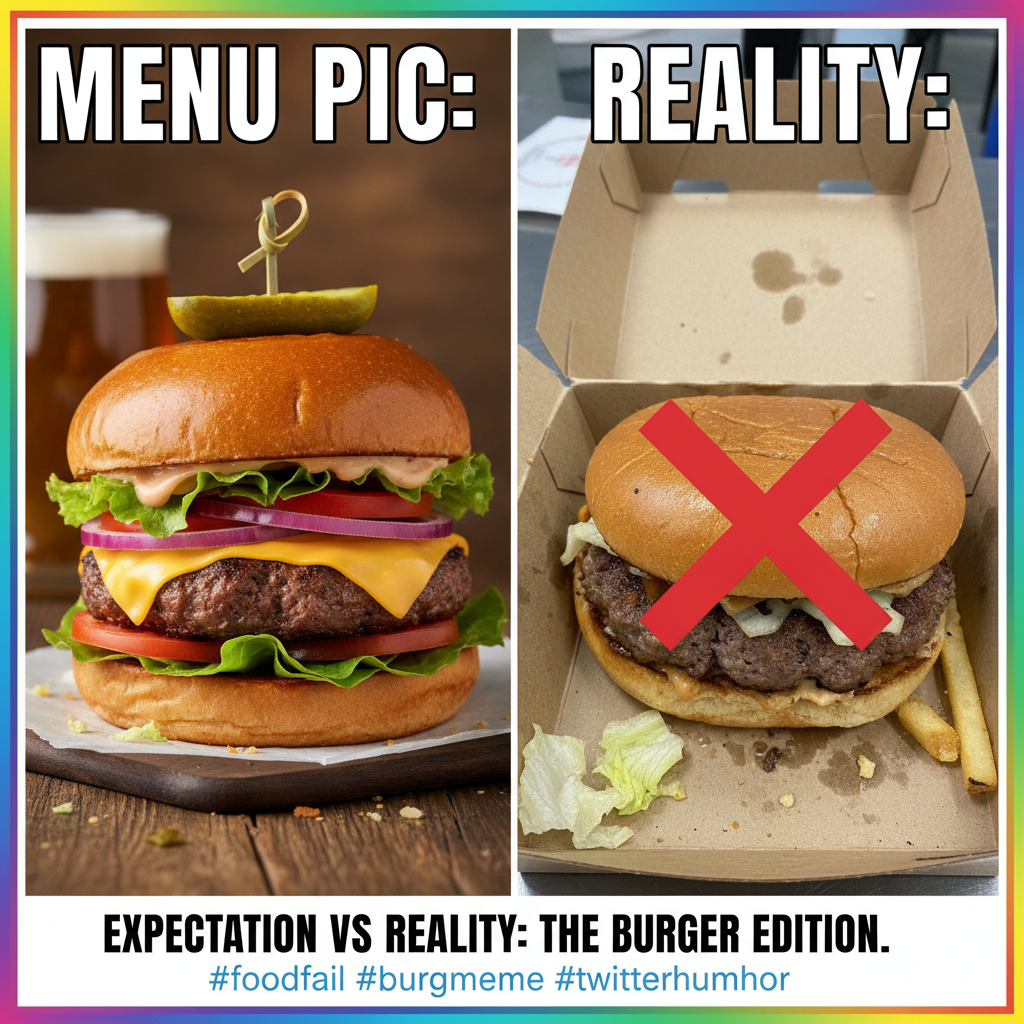 Ordered a gourmet burger, got a sad patty on two stale buns. My disappointment is immeasurable.