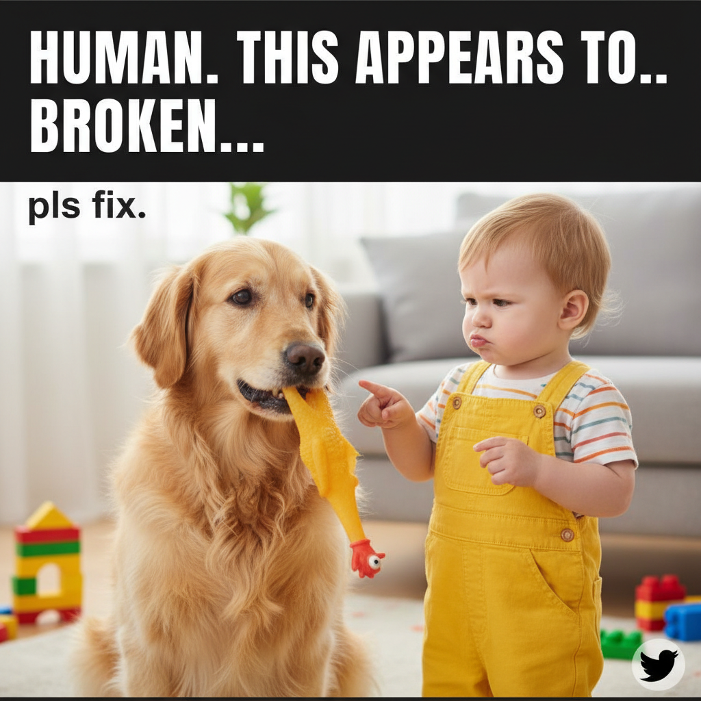 My toddler just asked if the dog was 'broken' because it wouldn't share its toy.